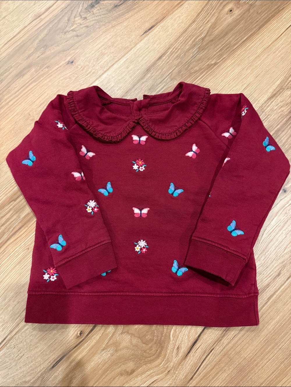 Jojo Maman Bebe Raspberry Butterfly Long Sleeve Sweatshirt Top size 18-24 month